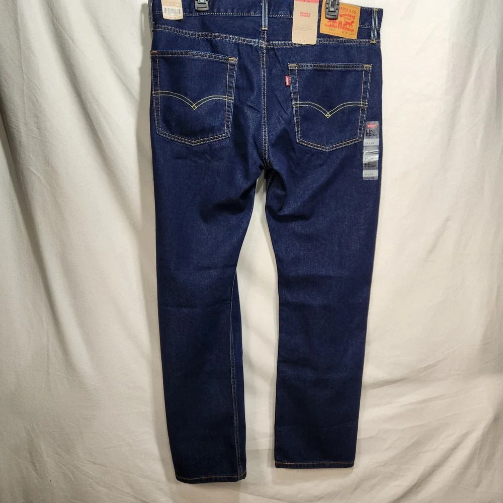 Levi's 513 Mens Jeans 36X30 Dark Blue Stretch Denim